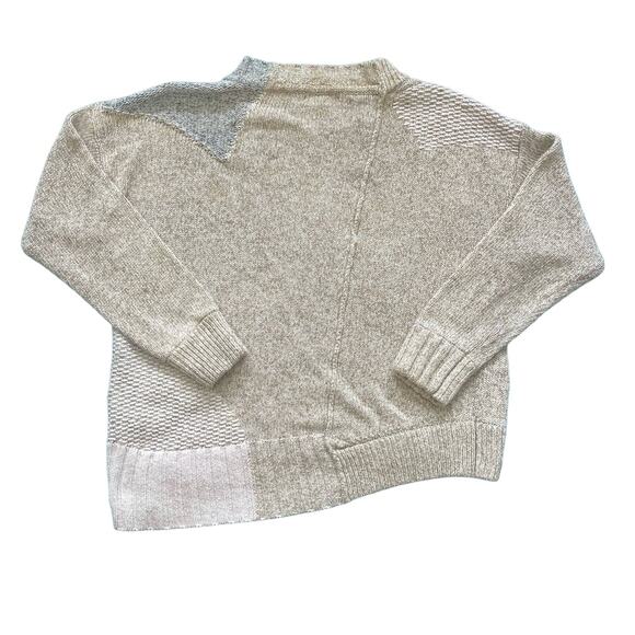 525 America Asymmetrical Neutral Colorblock Cotton Sweater Size Large - Picture 4 of 8